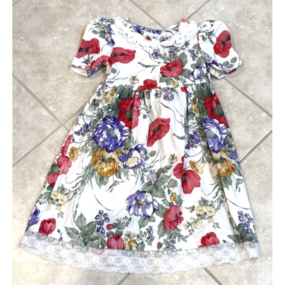 Eve Too!‎ Byer California Vintage 90s Dress Girls Sz 5 Floral Cottagecore Church